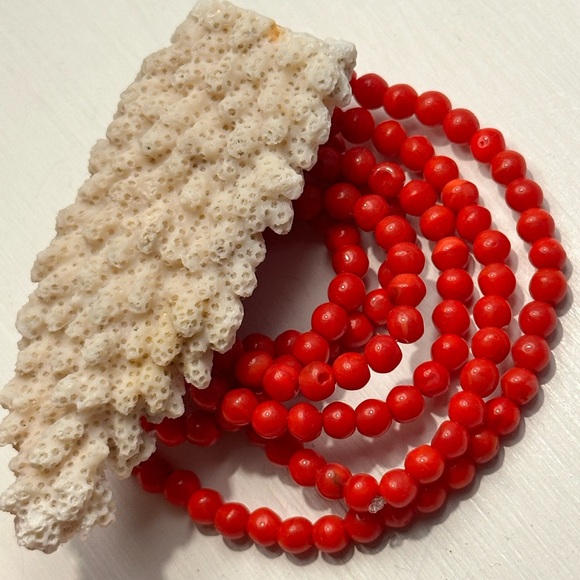 Red Coral Beaded Necklace + Large White Coral Pendant - Picture 3 of 13